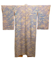 Antique Japanese Kimono in Pale Blue Floral Silk