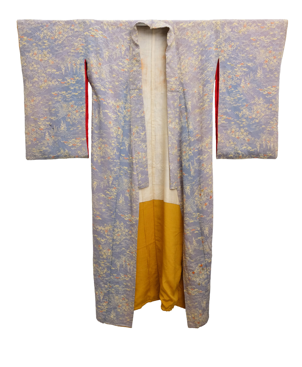 Antique Japanese Kimono in Pale Blue Floral Silk – Menage Modern Vintage