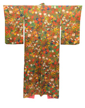 Vintage Kimono in Multicoloured Floral Silk