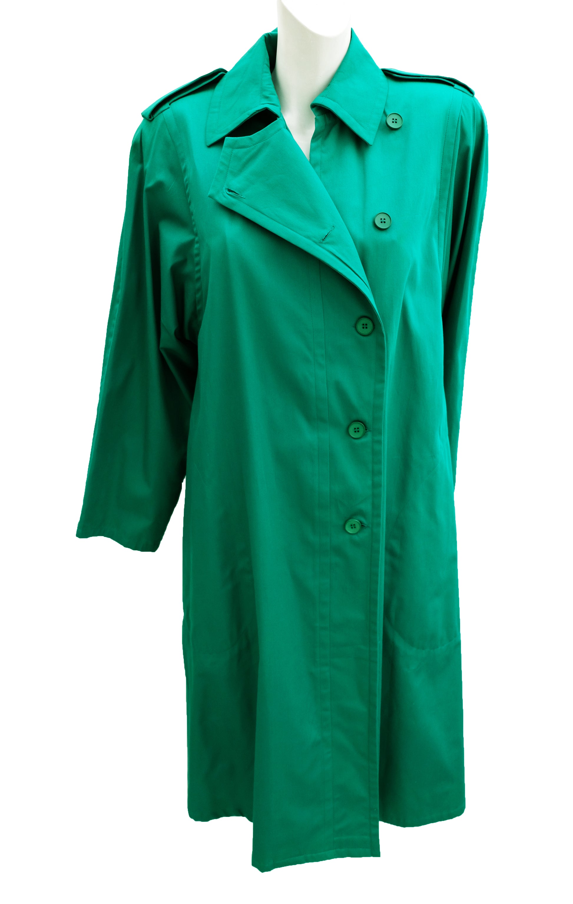 Balenciaga Vintage Raincoat in Jade Green Cotton, UK12-14