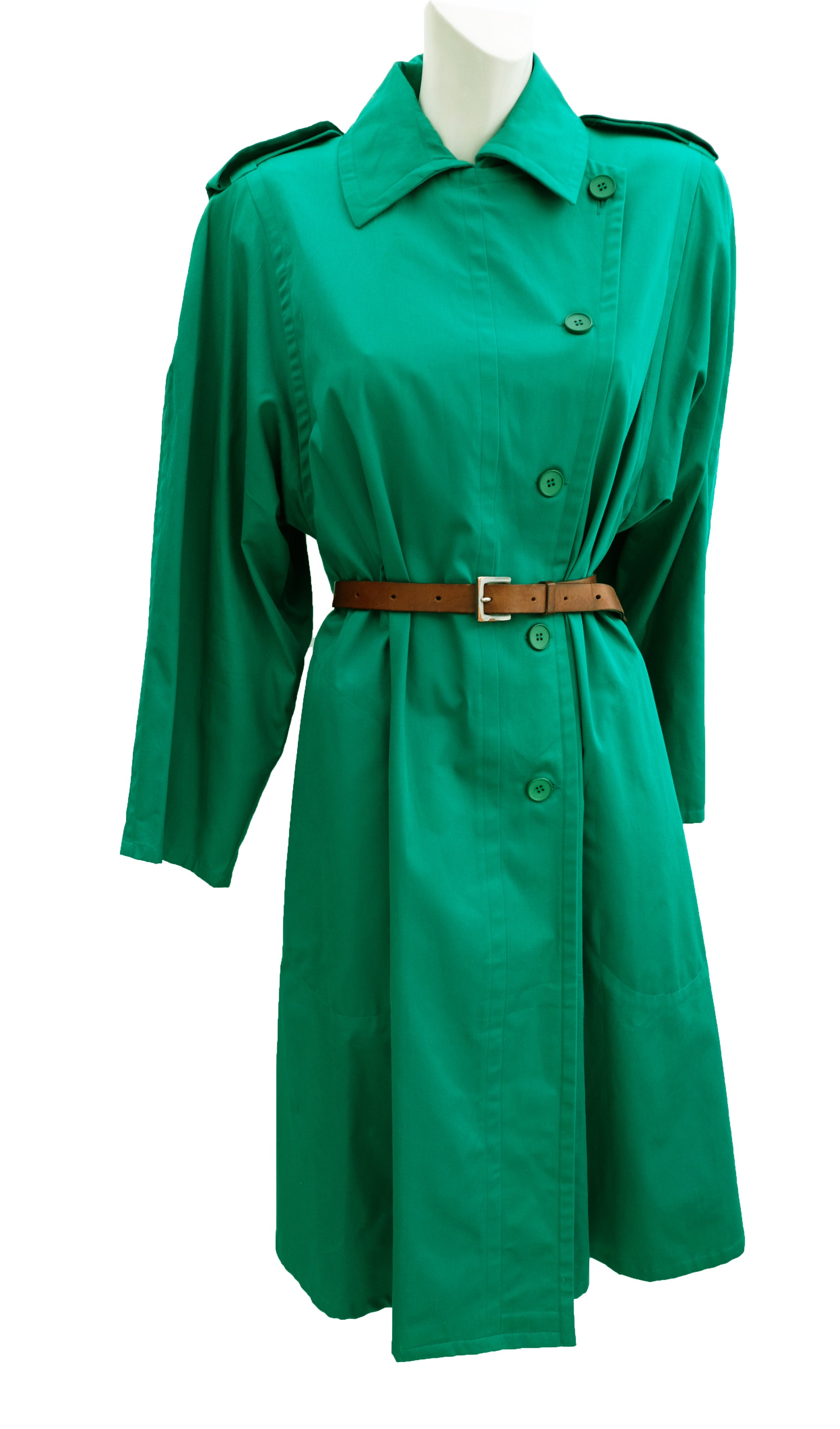 Balenciaga Vintage Raincoat in Jade Green Cotton, UK12-14