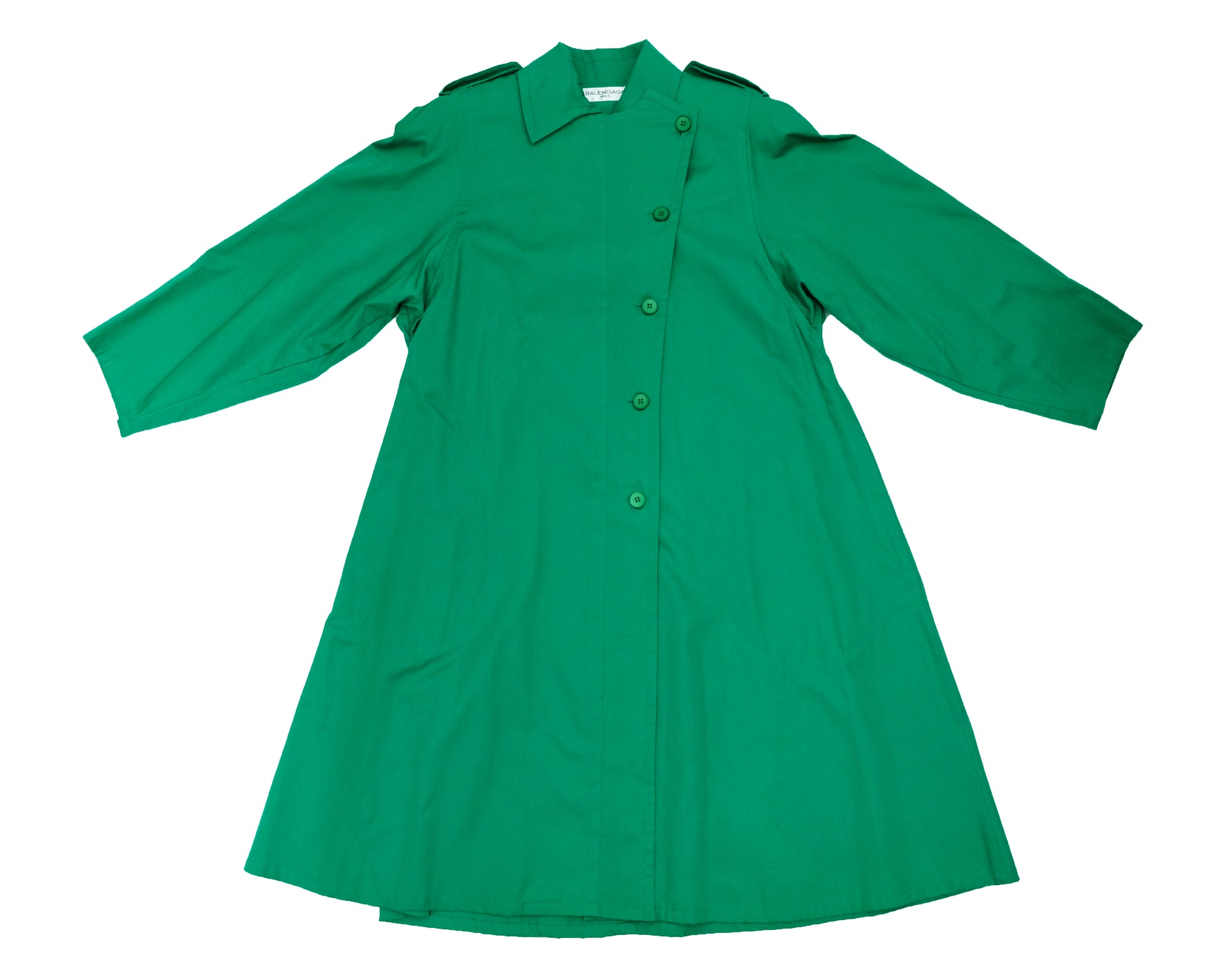 Balenciaga Vintage Raincoat in Jade Green Cotton, UK12-14