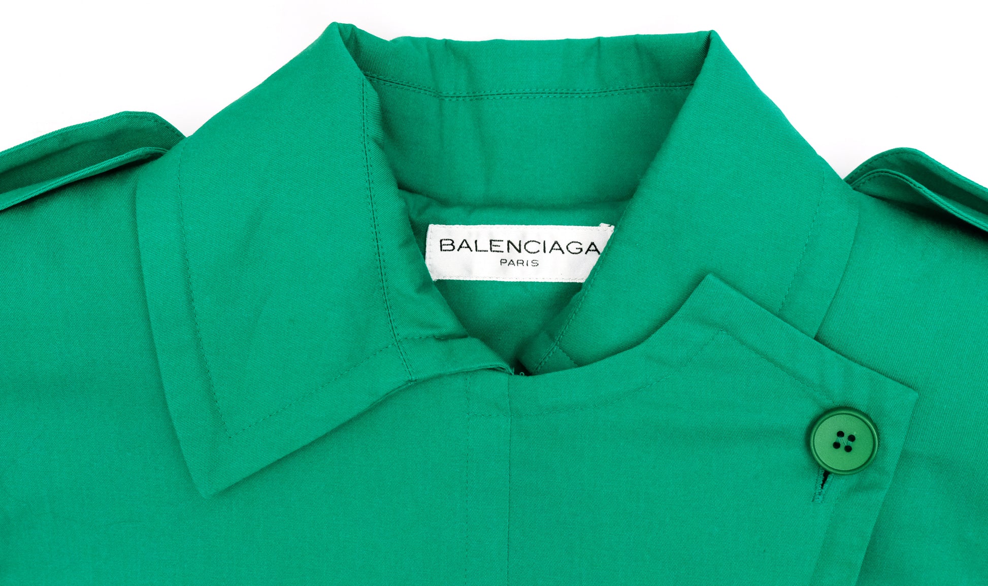 Balenciaga Vintage Raincoat in Jade Green Cotton, UK12-14