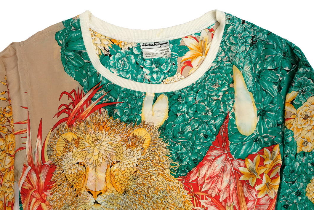 Salvatore Ferragamo Vintage Top in Jungle Print Silk, One Size – Menage ...