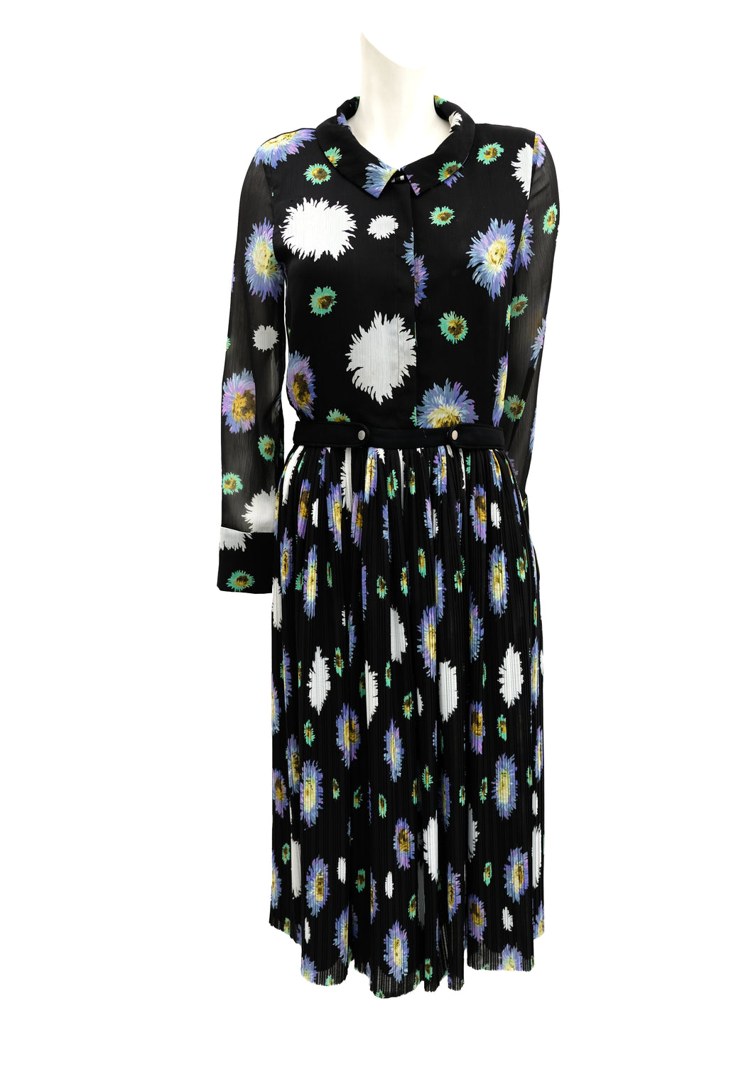 Kenzo Floral Print Chiffon Dress with Micro Pleats UK10 – Menage Modern ...