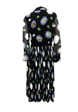 Kenzo Floral Print Chiffon Dress with Micro Pleats UK10