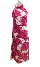 1960s Handmade Silk Maxi Dress with Fan Print, UK10