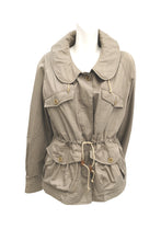 Margaret Howell Military Style Drawstring Jacket in Khaki Cotton, UK12