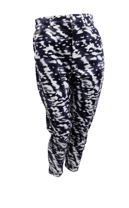 Escada Cropped Jeans in Graphic Bleached Print, UK10