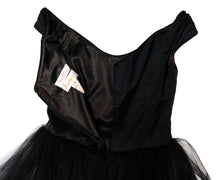 Helen Morley Black Satin and Tulle off-the-Shoulder Evening Dress, UK10