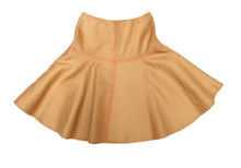Anne Klein Skater Skirt in Tan Linen with Red Overstitching, UK12