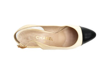 Chanel Vintage Slingback High Heeled Shoes in White and Black Leather, US8