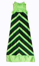 1960s Handmade Silk Maxi Dress with Diagonal Stripes, UK8