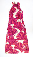 1960s Handmade Silk Maxi Dress with Fan Print, UK10
