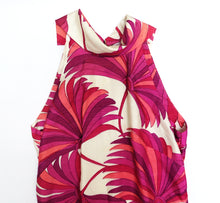 1960s Handmade Silk Maxi Dress with Fan Print, UK10