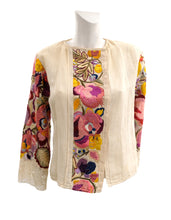 Vintage Peasant Blouse with Folk Embroidery and Lace, UK10