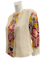 Vintage Peasant Blouse with Folk Embroidery and Lace, UK10