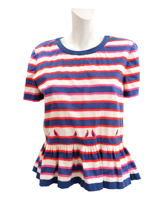 Marc Jacobs Nautical Striped Top with Ruffle, UK12-14