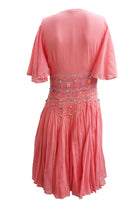 Matthew Williamson Summer Dress in Pink Muslin with Smocked Waist, UK10