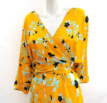 Diane von Furstenberg Kimono Wrap Dress in Yellow Floral Silk, UK10