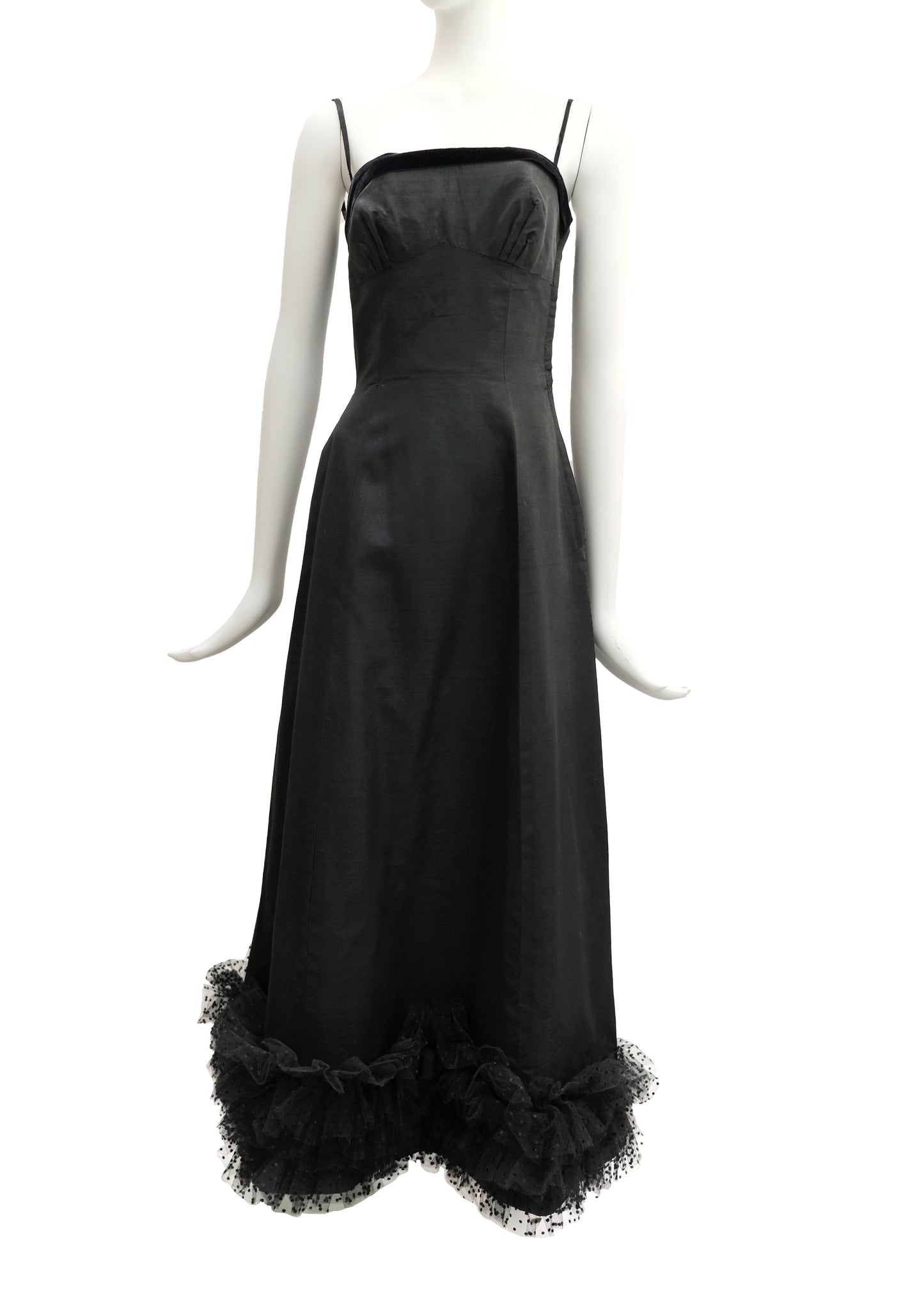 Vintage Fenwick Strapless Long Evening Dress with Net Frill, UK8
