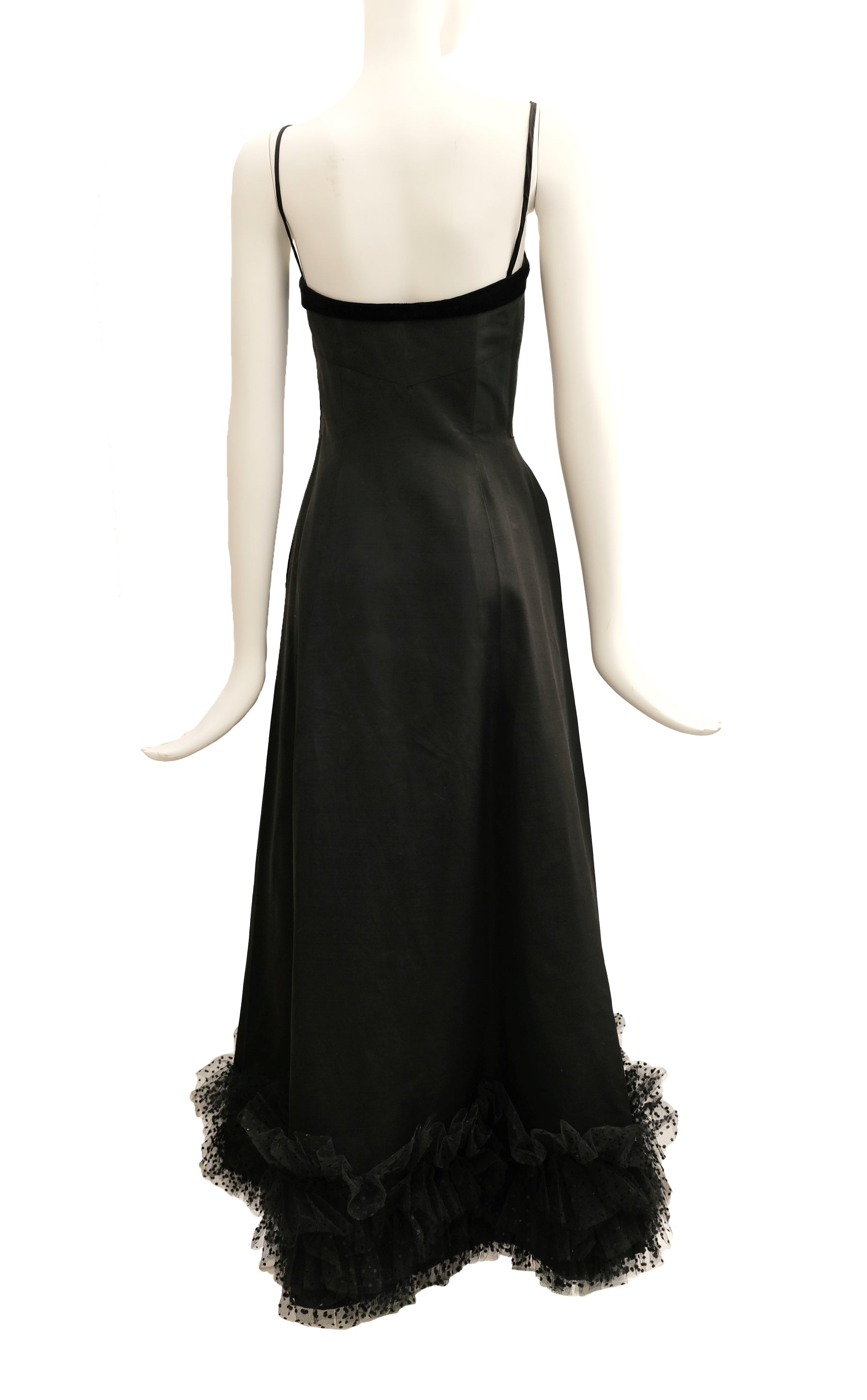 Vintage Fenwick Strapless Long Evening Dress with Net Frill, UK8