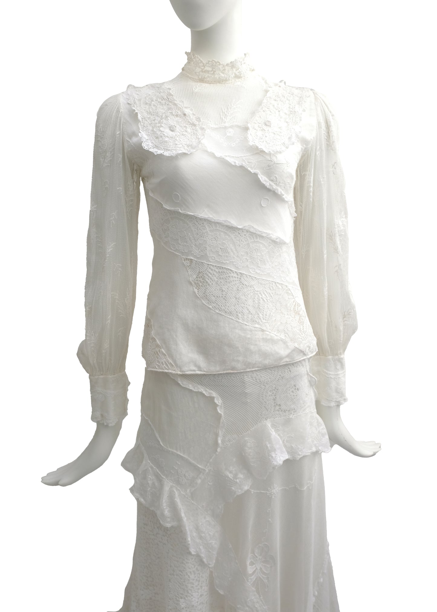 Catherine Buckley Antique Patchwork Lace Wedding Dress, UK8