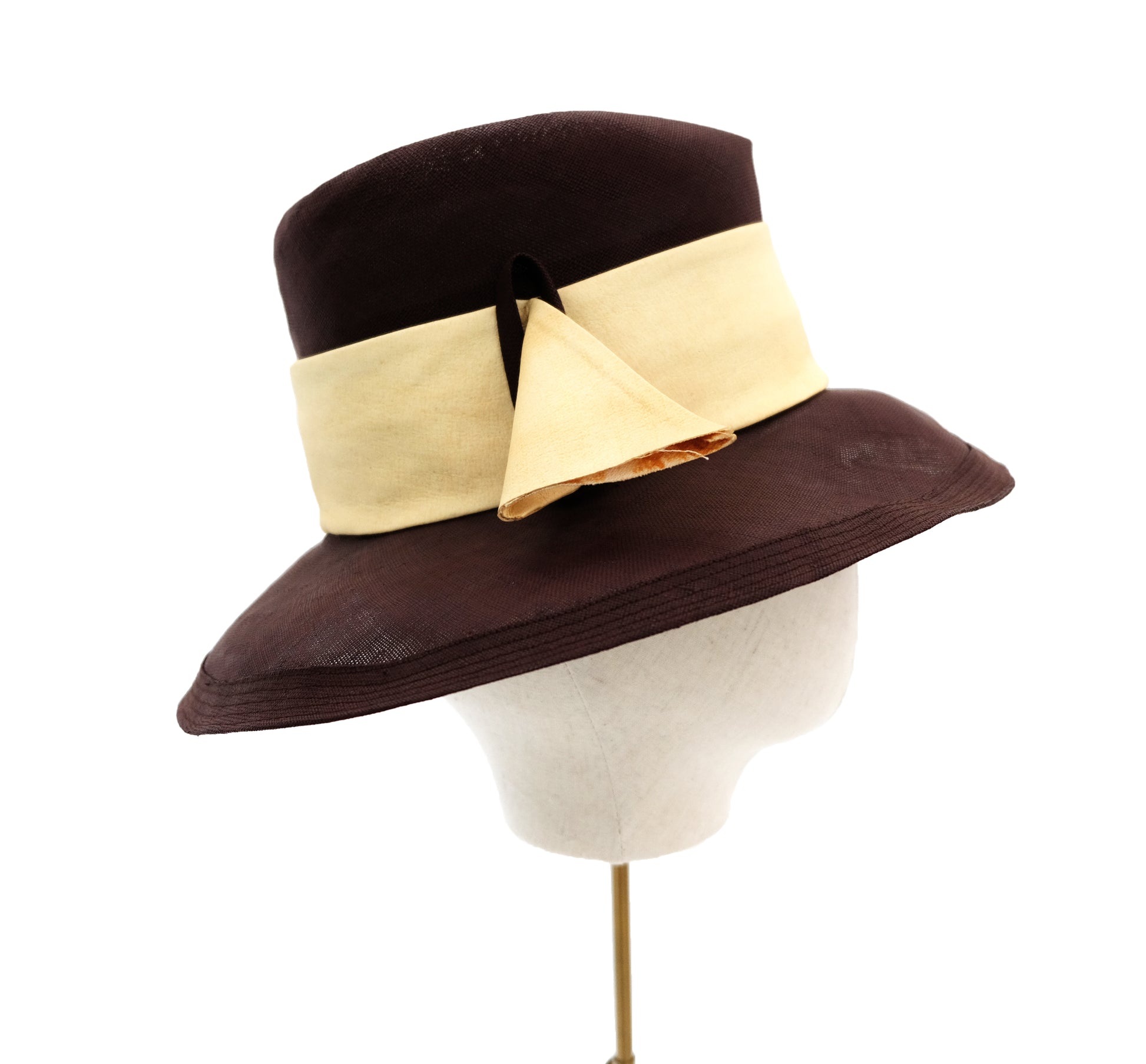 Vintage Brown Woven Fedora, S