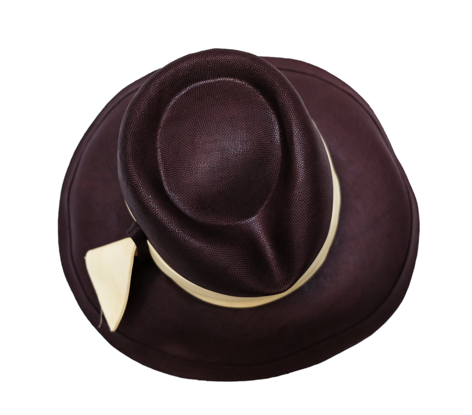 Vintage Brown Woven Fedora, S