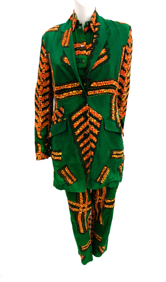 Paul Smith Vintage Three Piece Trouser Suit in African Batik Print, UK12