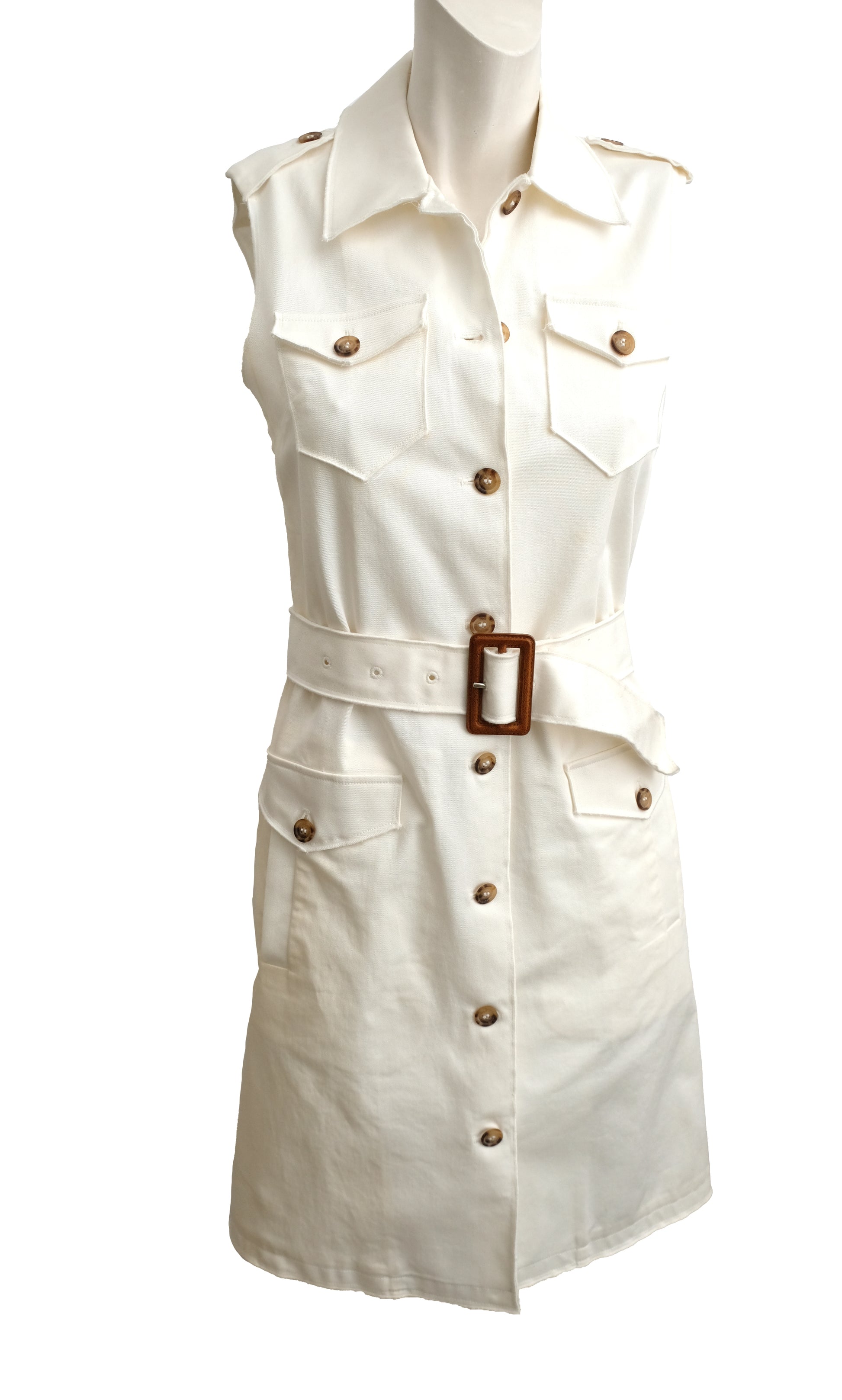 Dolce & Gabbana Safari Dress in Ivory Cotton, UK8-10