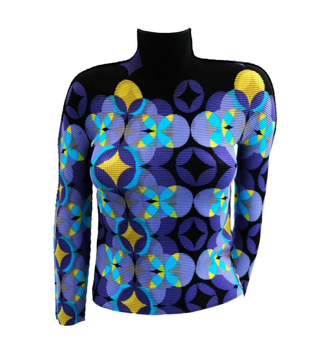 Issey Miyake Cauliflower Collection High Neck Top with Geometric Pattern, UK10