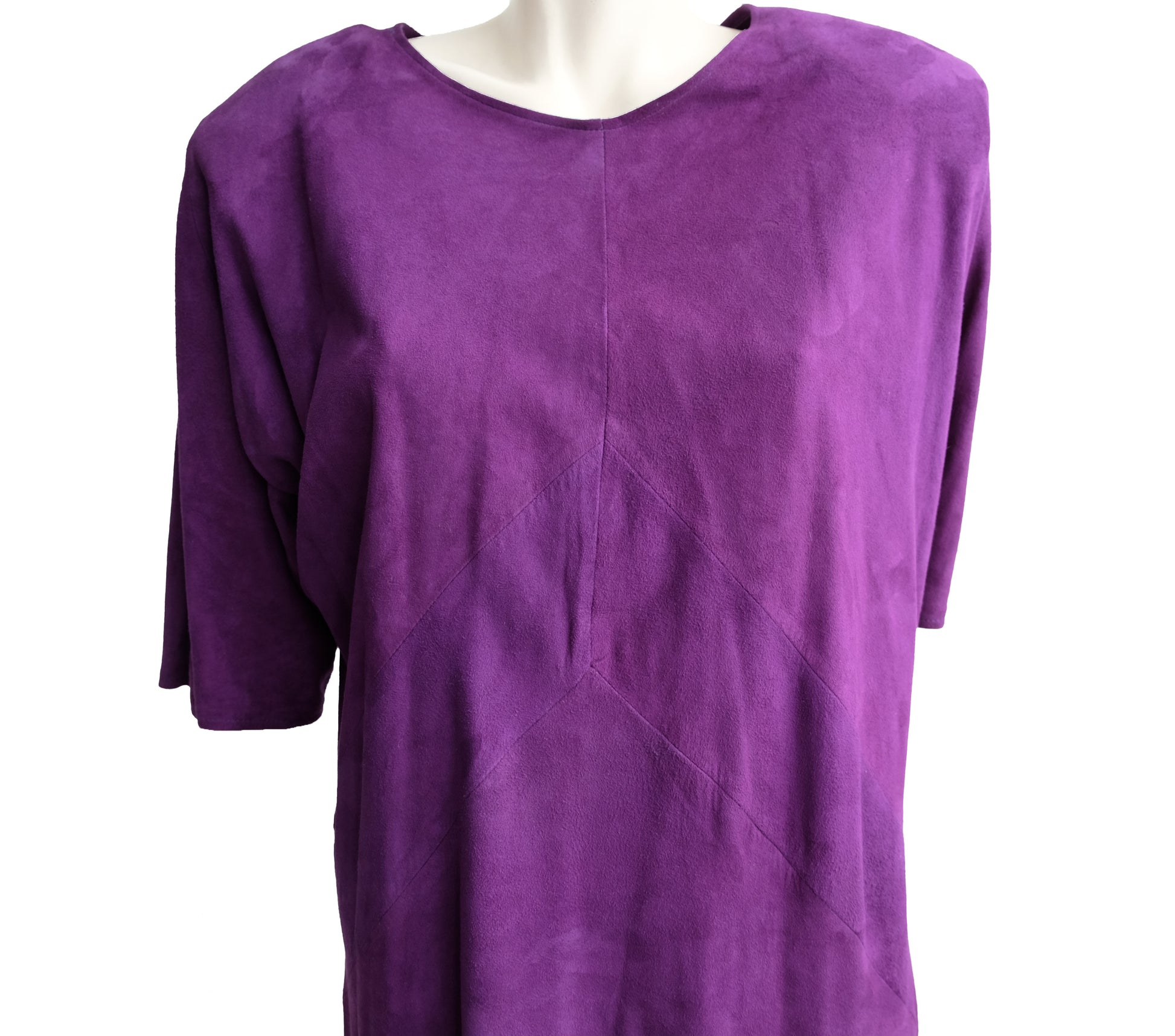 Firenze Designs Vintage Shift Dress in Purple Suede, UK10