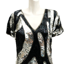 Louis Féraud Vintage Black and Silver Sequinned Tunic, UK10