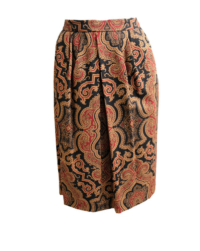 Gloria Sachs Vintage Skirt in Paisley Wool with Matching Scarf, UK8-10