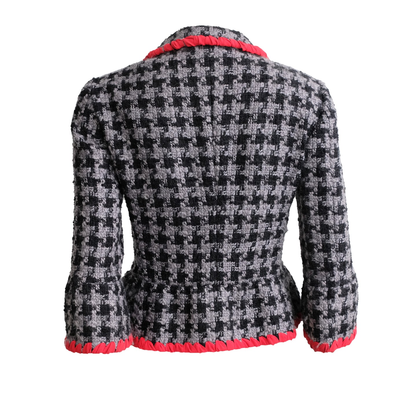 Moschino Vintage Jacket in Houndstooth Check with Red Trim, UK10