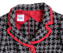 Moschino Vintage Jacket in Houndstooth Check with Red Trim, UK10