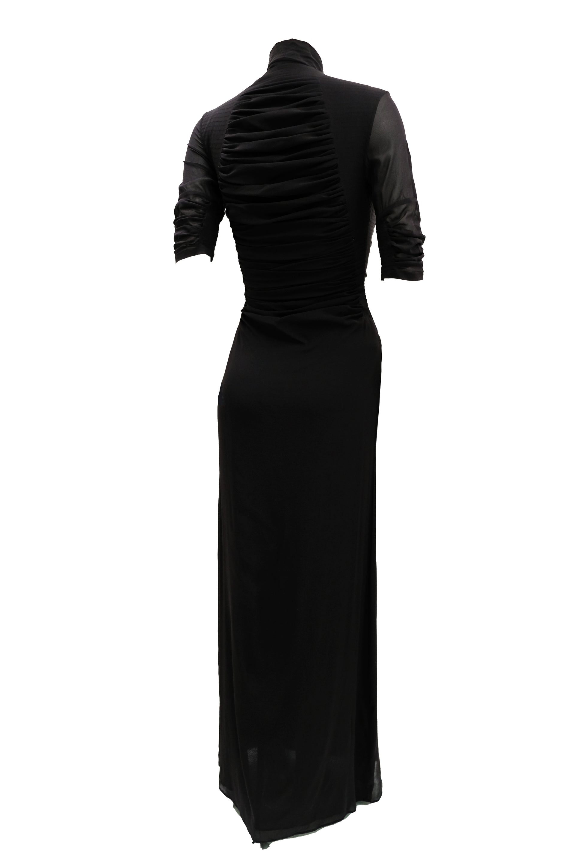 Yves Saint Laurent Ruched Black Silk Evening Gown, UK10