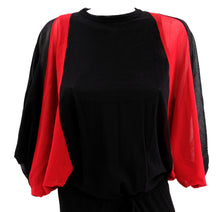 Jean Paul Gaultier Vintage Black Net Dress with Red Batwing Sleeves, UK10-12