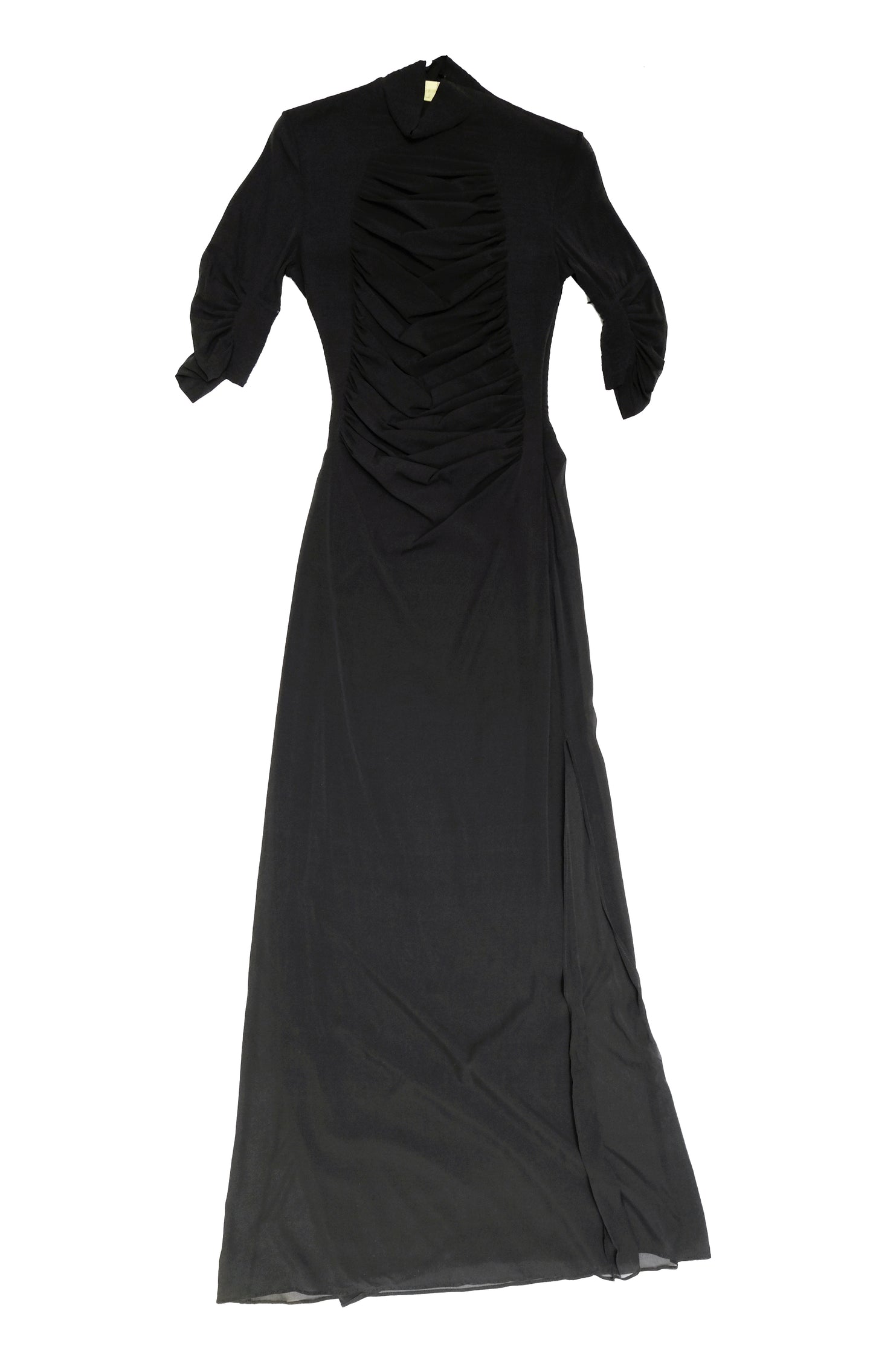 Yves Saint Laurent Ruched Black Silk Evening Gown, UK10