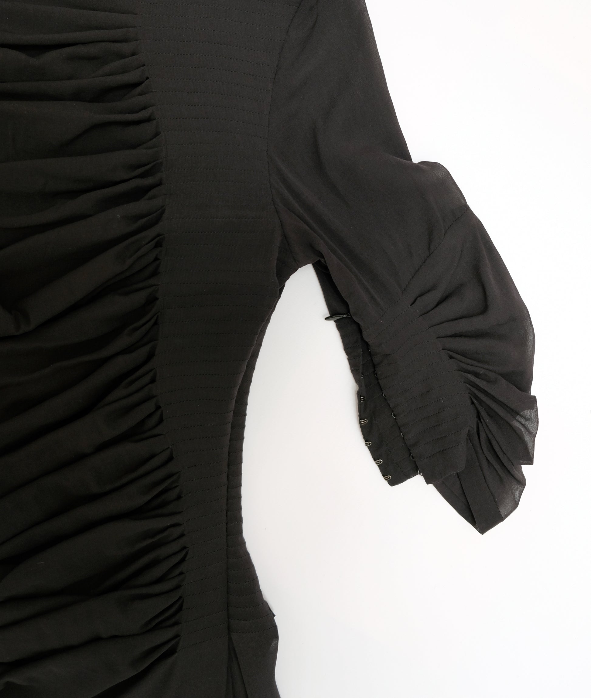 Yves Saint Laurent Ruched Black Silk Evening Gown, UK10