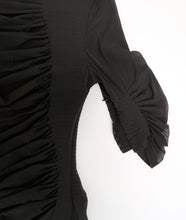 Yves Saint Laurent Ruched Black Silk Evening Gown, UK10