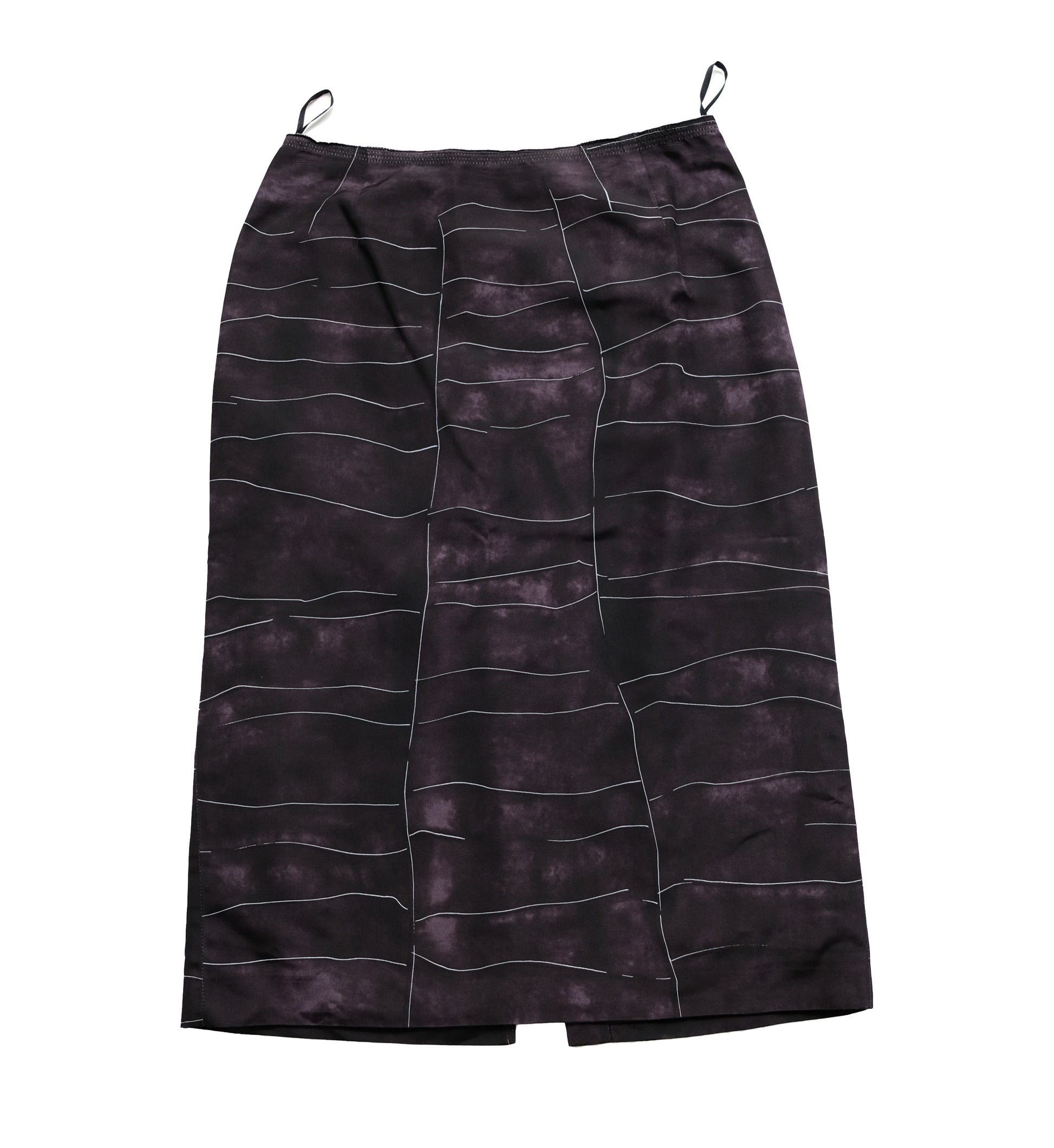 Prada Skirt & Shirt Set in Black Silk Faille with Abstract Print, UK10-14