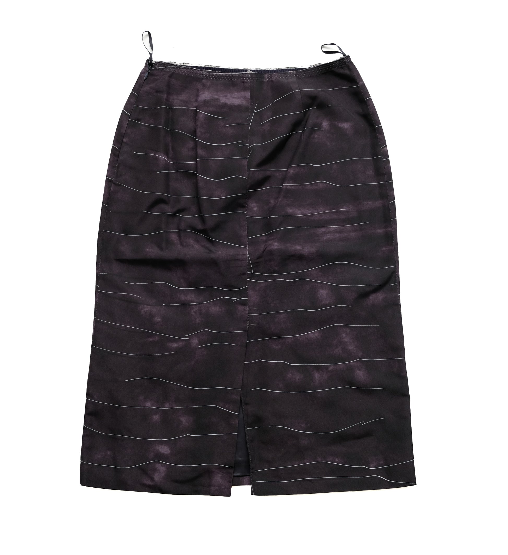 Prada Skirt & Shirt Set in Black Silk Faille with Abstract Print, UK10-14