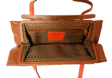 Jamin Puech Tooled Shoulder Bag in Tan Leather with Wooden Clasp