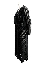 1920s - 1930s Tea Dress in Sheer Black Devore Velvet, UK10-12