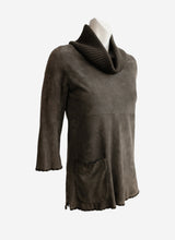 Joseph Vintage Tunic in Dark Green Suede with Rib Knit Collar, S