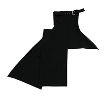 Yohji Yamamoto Belted Asymmetrical Skirt in Black Wool, S