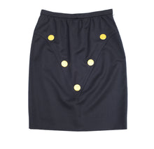 Givenchy Navy Blue Skirt Suit with Gold Buttons and Matching  Belt, UK10