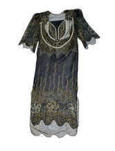 Zandra Rhodes Vintage Embellished Tunic in Printed Navy Chiffon, UK10